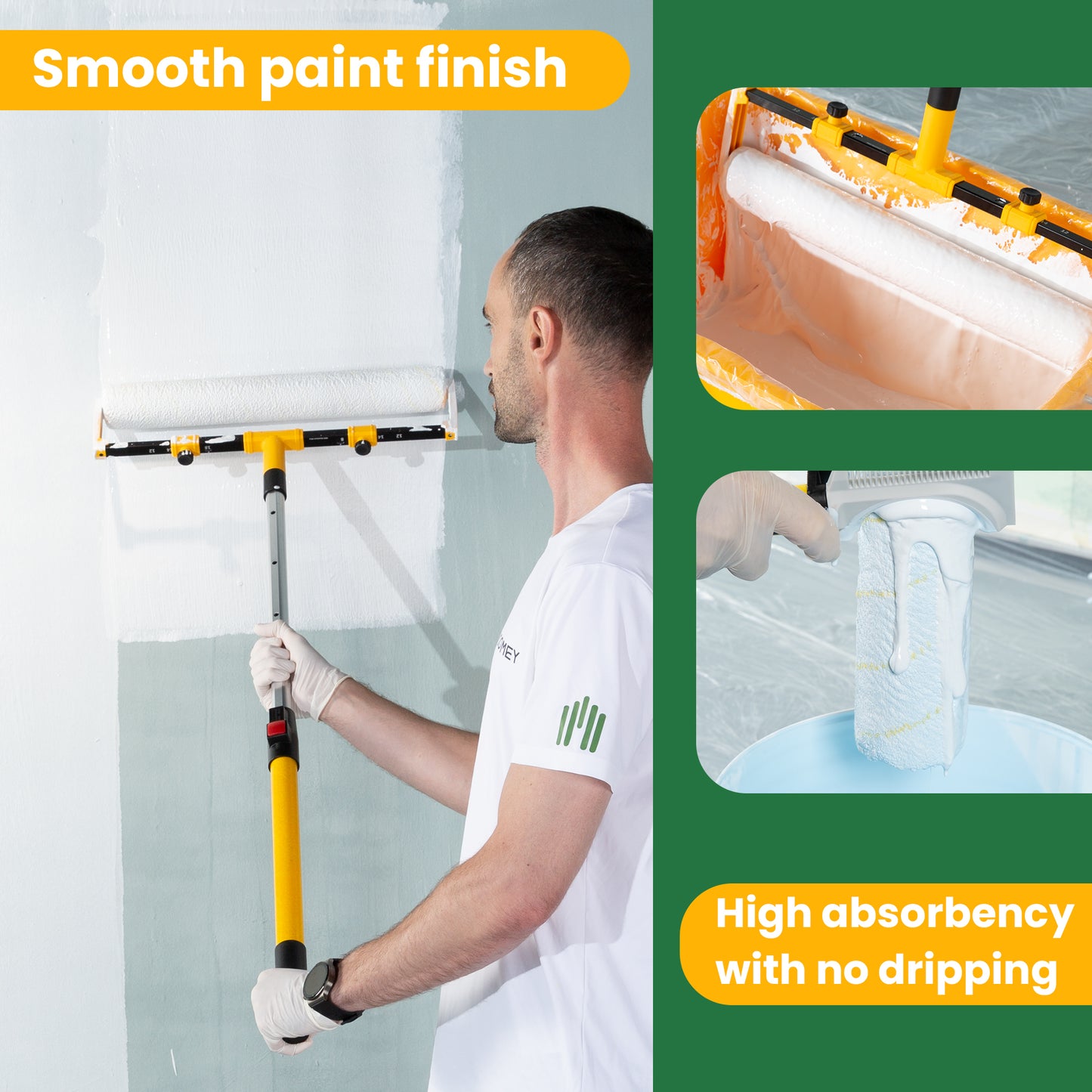 VOOMEY 18-Inch Microfiber Roller Set - 3-Piece Pack