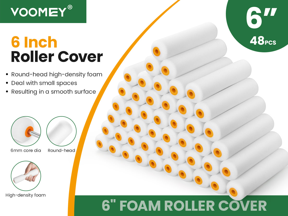 6 Inch 48 pcs Foam Paint Roller Covers