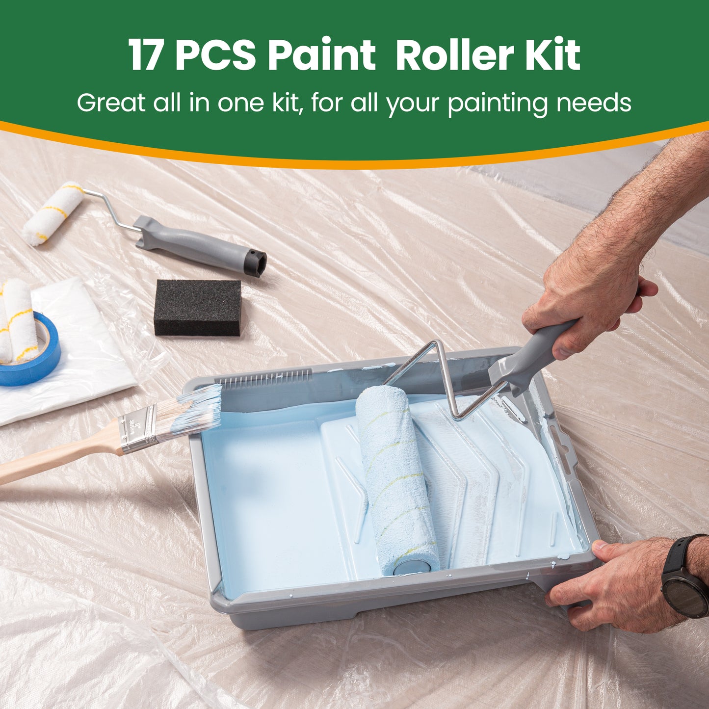 VOOMEY Practical DIY Paint Roller Kit -17 Piece