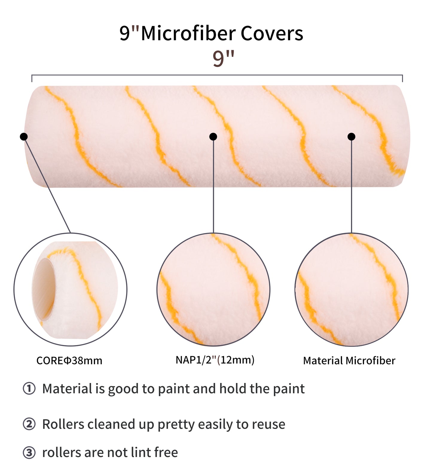 17 Piece Paint Roller Kit -Paint Rollers 9"4",