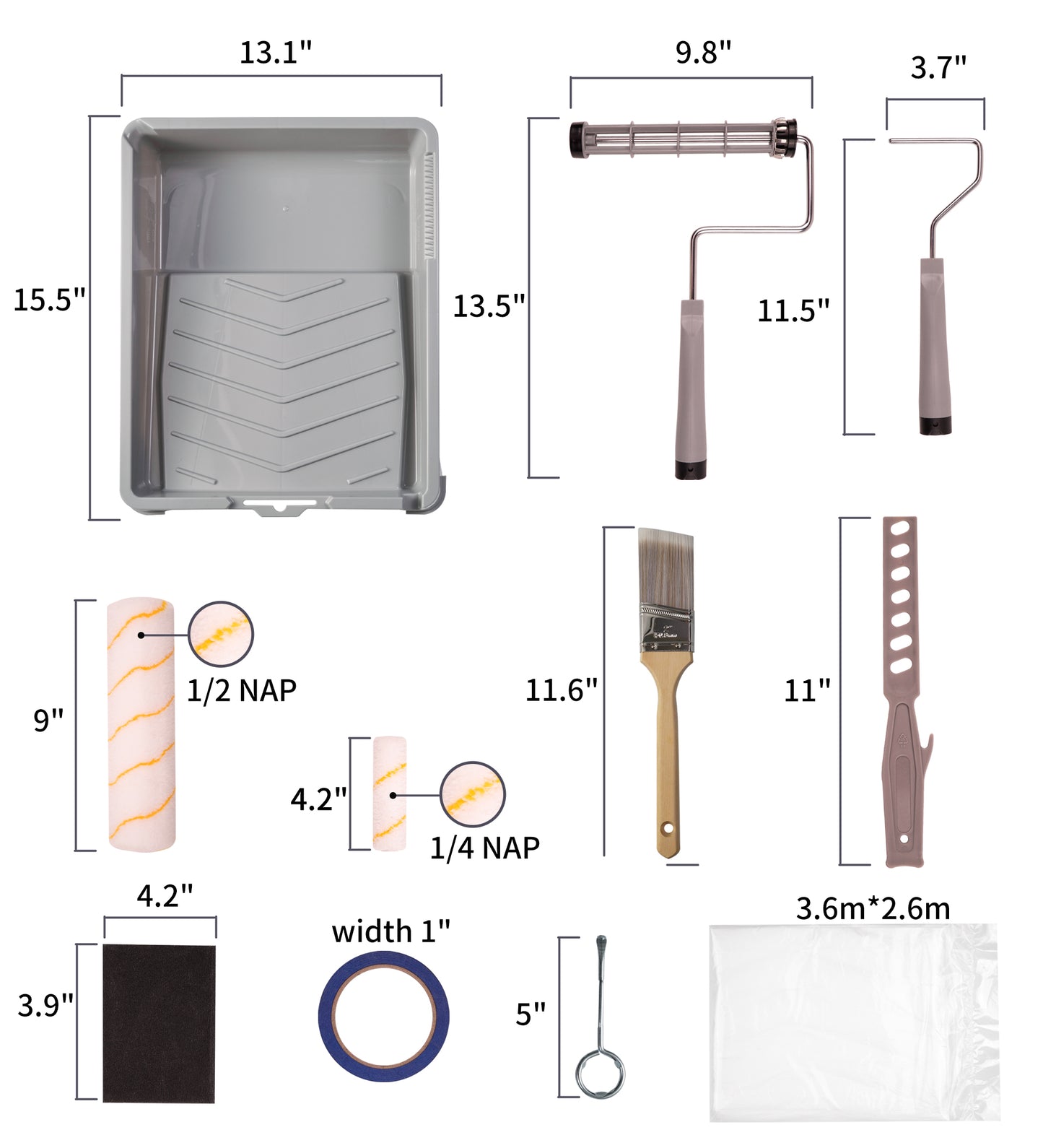 17 Piece Paint Roller Kit -Paint Rollers 9"4",