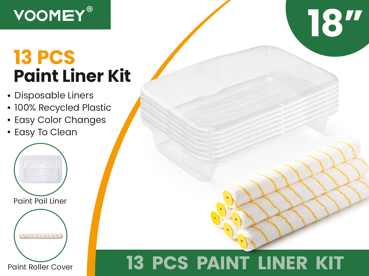 7 Pcs 18 Inch Paint Tray Liners and 6 Pcs 18 Inch Roller Covers
