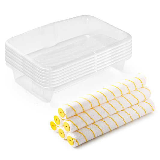 7 Pcs 18 Inch Paint Tray Liners and 6 Pcs 18 Inch Roller Covers