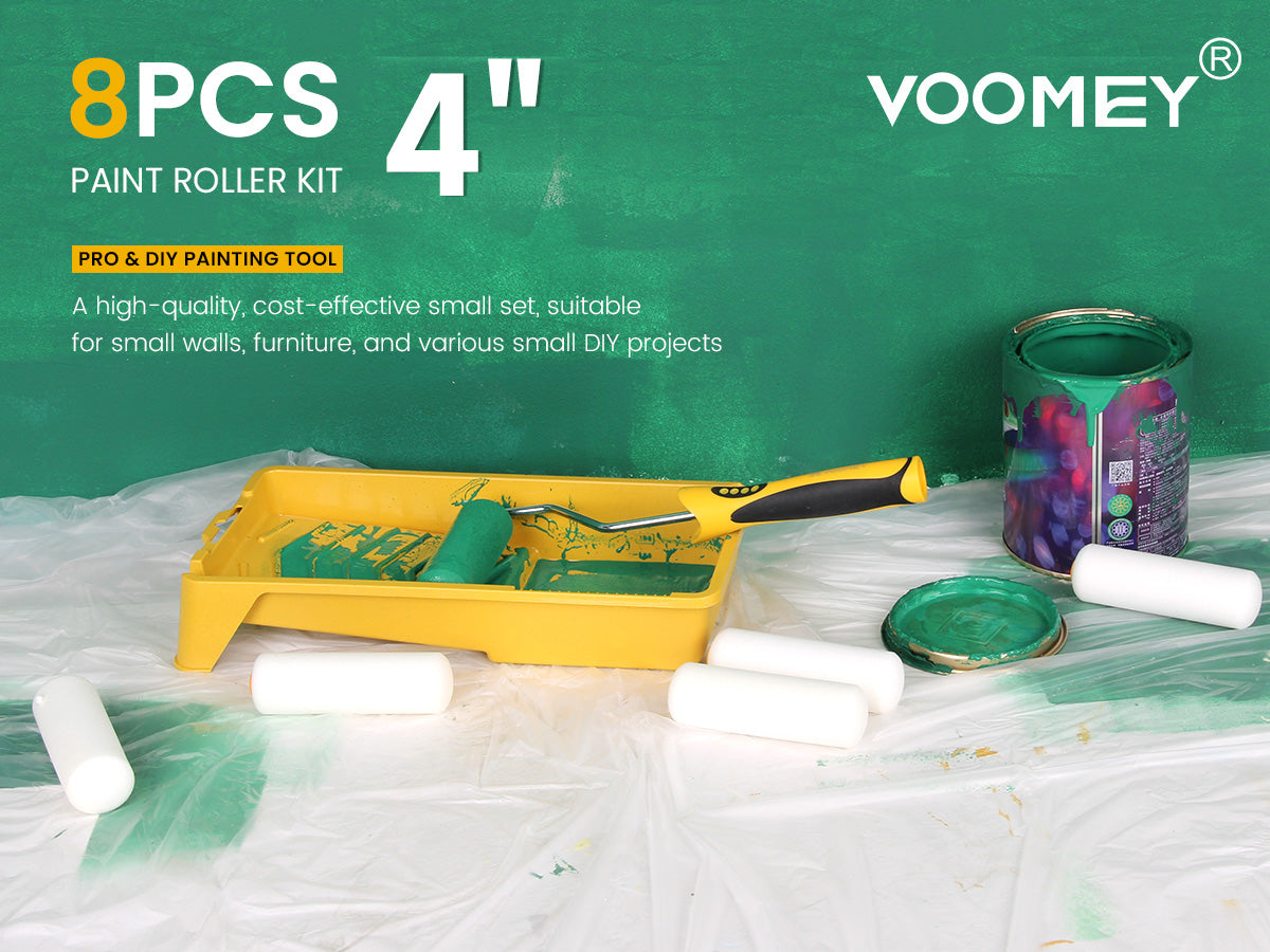 VOOMEY 4 Inch DIY Mini Paint Roller 8 Piece