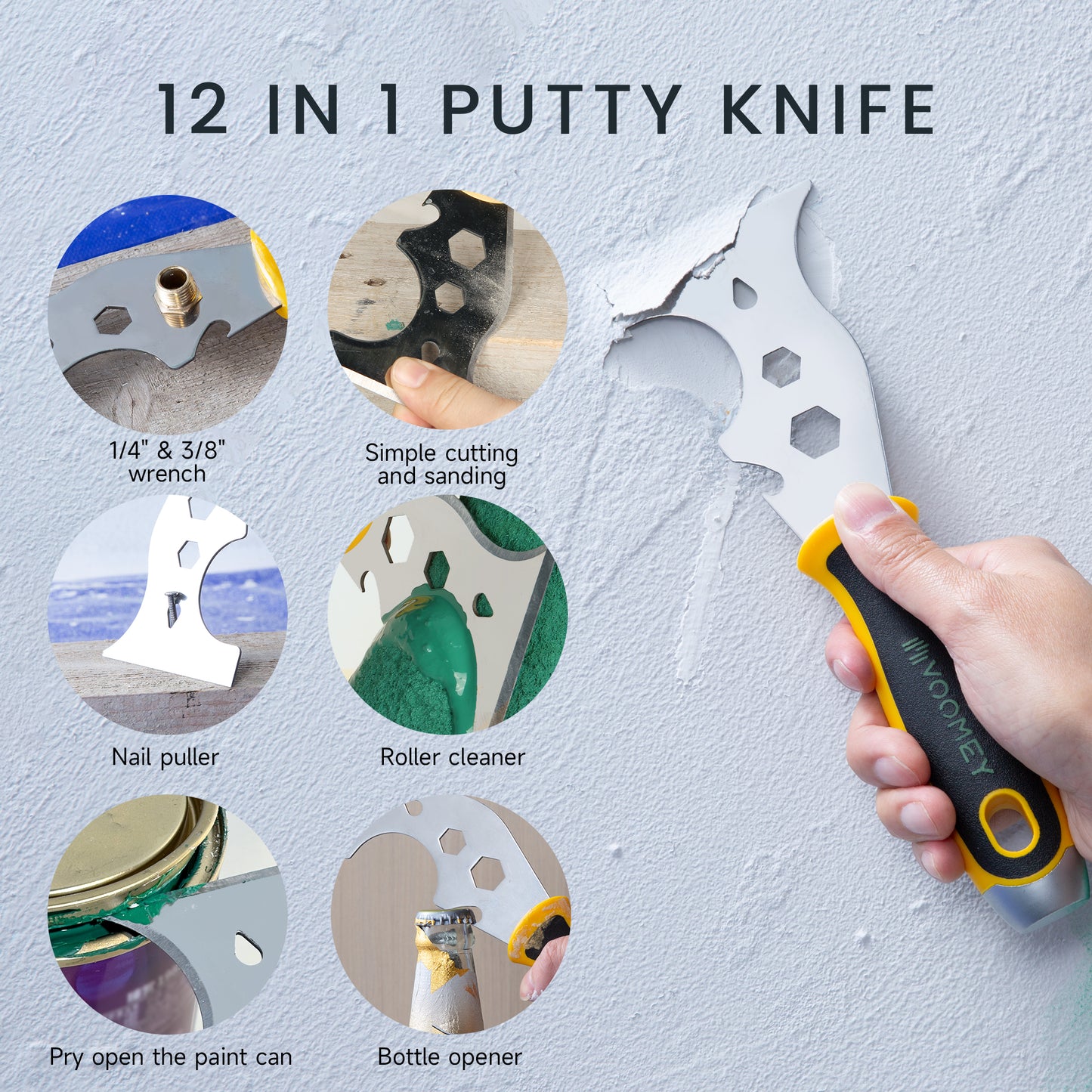 VOOMEY 3-Pack Wall Repair Kit | Metal Putty Scraper Set