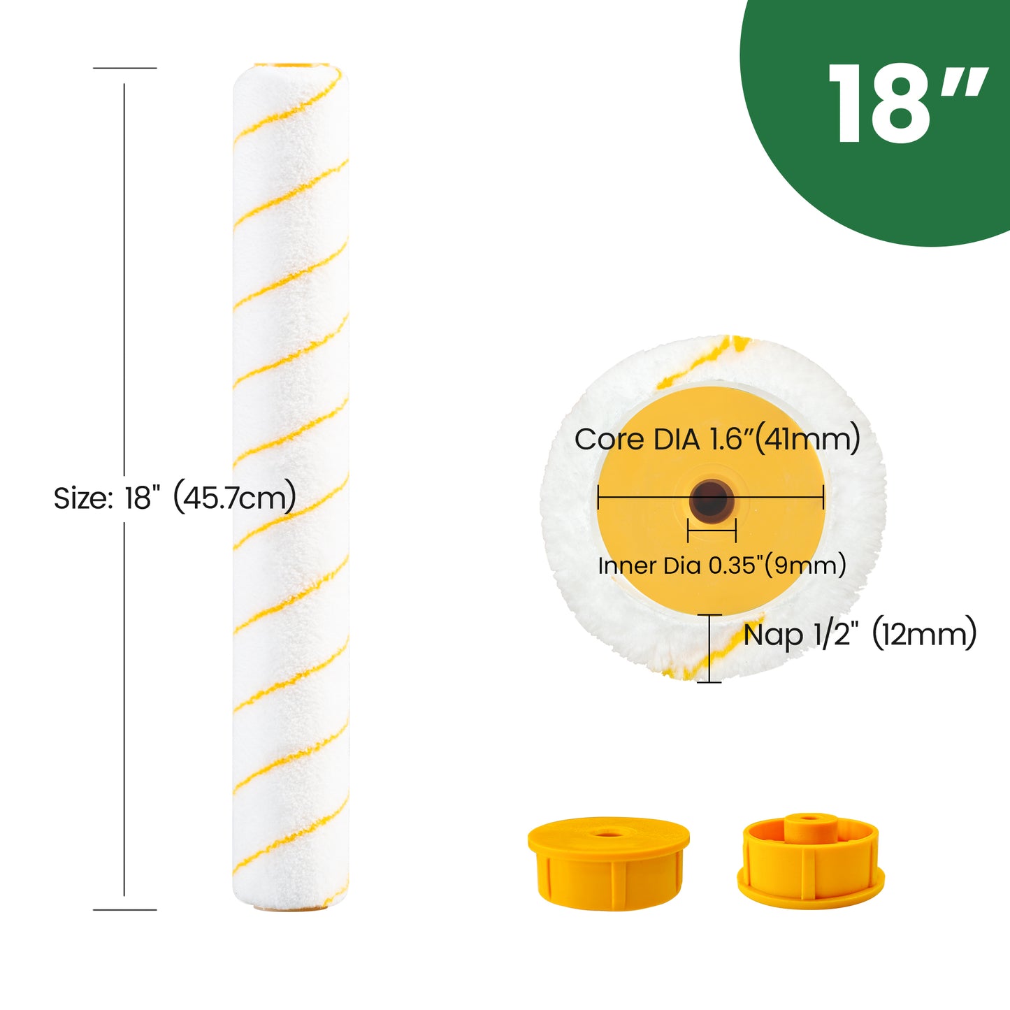 VOOMEY 18-Inch Microfiber Roller Set - 3-Piece Pack