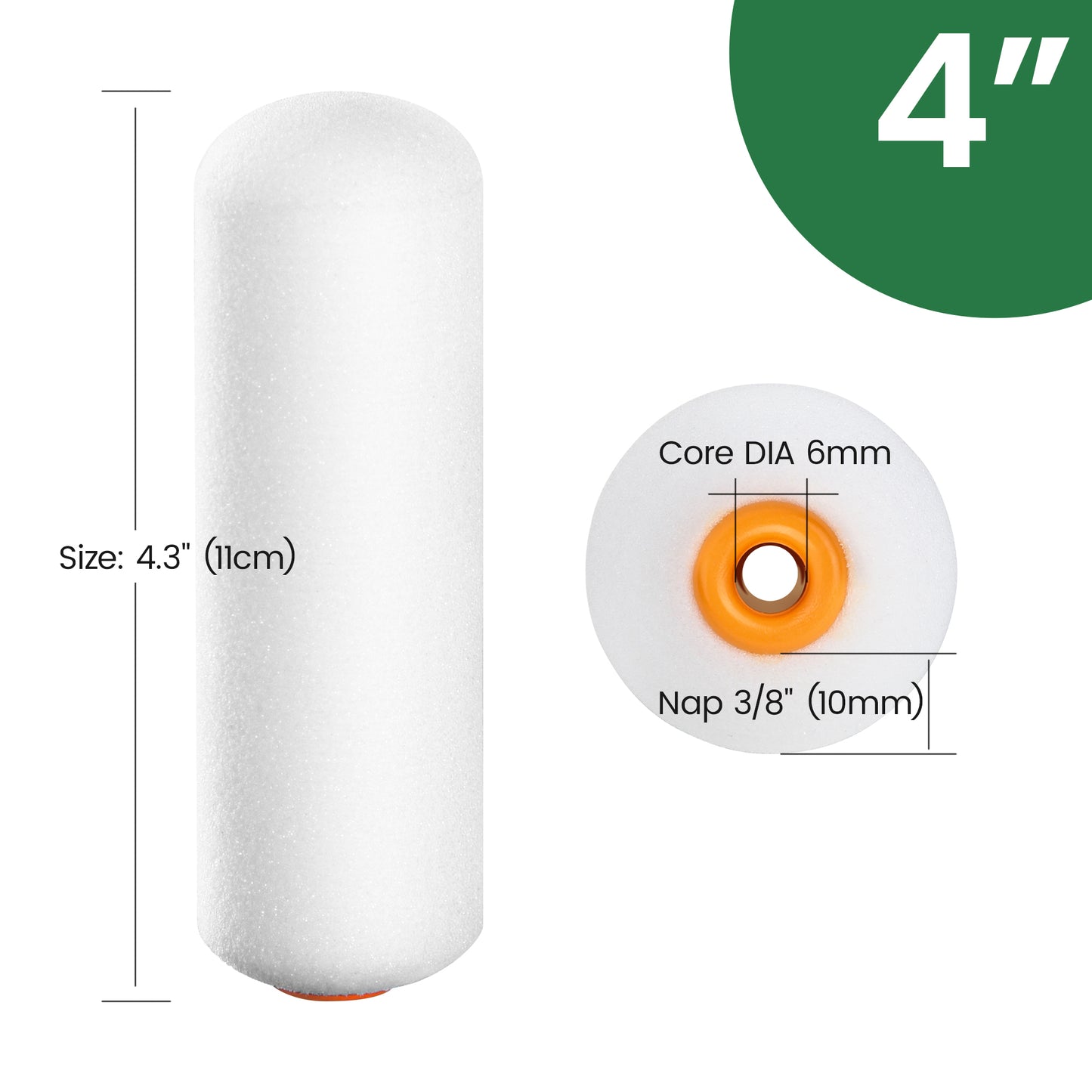 VOOMEY 4 Inch Foam Paint Rolle Pack of 10