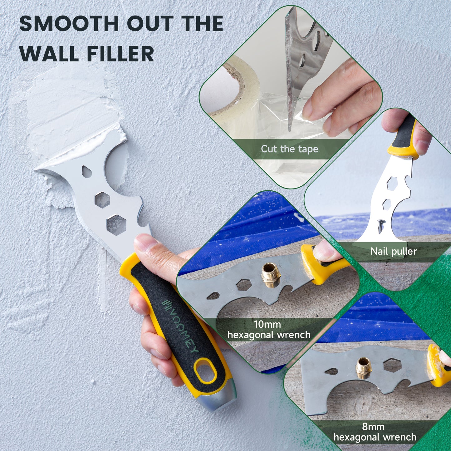 Voomey All-in-One 12-in-1 Stainless Steel Putty Knife and Scraper