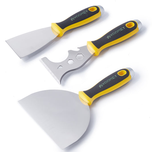 VOOMEY 3-Pack Wall Repair Kit | Metal Putty Scraper Set