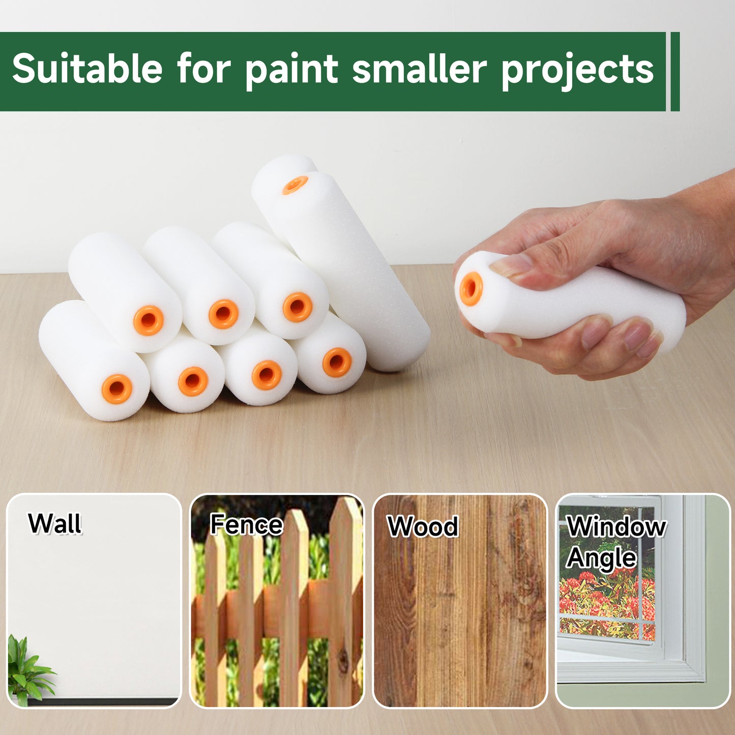 VOOMEY 4 Inch Foam Paint Rolle Pack of 10
