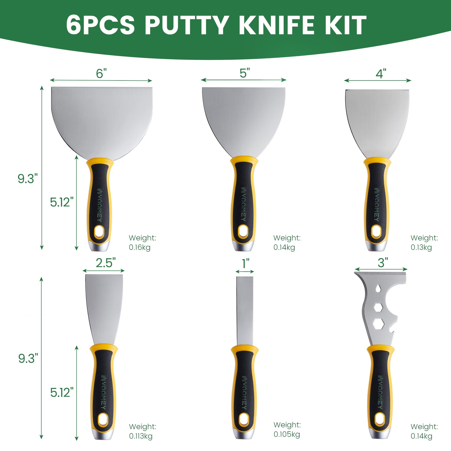 VOOMEY 6PCS  Putty Knife Drywall Knife Set